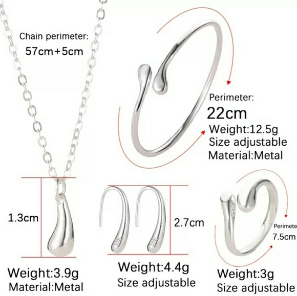 Sterling Silver Bracelet Necklace Earrings Ring - Picture 2 of 4